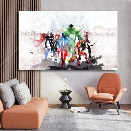 Marvel Super Heroes Avengers Retro Canvas Wall Art Artwork Marvel Comics Poster Painting Artwork Kids Room Decor Mural Cuadros