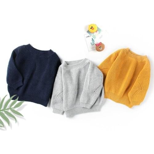 Ma&baby 6M-3Y Toddler Infant Boys Girls Solid Color Sweater Baby Knitted Pullover Warm Autumn Winter Clothes Tops DD88