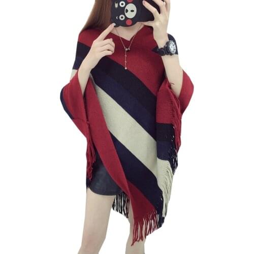 Loose Tassels Cloak Sweater Women 2021 Spring And Autumn Female Large Size Knit Bat Sweaters And Pullovers Vestidos LXJ481