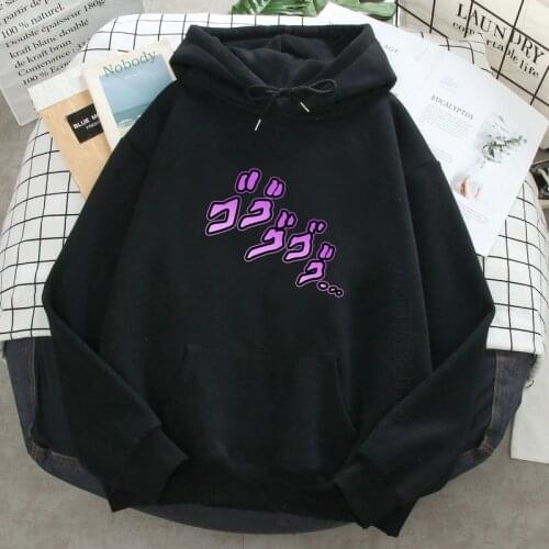 Jojos Bizarre Adventure Anime Print Mens Hoodies Long Sleeve Warm Hoody Pullover Autumn New Personality Streetwear