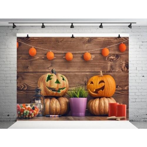VinylBDS Hollween Wooden Photographic Background Happy Pumpkin Camera Fotografica Profissional Children Party Photo Backdrops