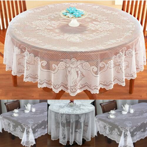 Vintage Angel Lace Tablecloth Rectangle Round Table Cloth Cover Home Party Decor Table Cloth