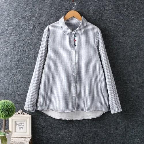 Lamtrip Unique Retro Super Soft Cotton Yarn Long Sleeve Shirt Blouse Women