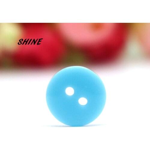 100PCs Decorative Buttons Light Blue 2 Holes 12.5mm Sewing Resin Buttons Flatblck Scrapbooking S1009