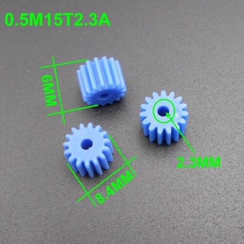 1000PCS/LOT 0.5M 15T Blue Plastic Spur Gear 0.5 Modulus 15 Teeth Aperture 2.3mm T=15 6MMX8.4MM POM Gears 15T2.3MM HQ *FD495X1000