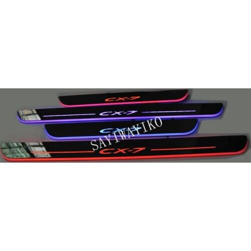 4PCS Acrylic Moving LED Welcome Pedal Car Scuff Plate Pedal Door Sill Pathway Light For Mazda CX-7 CX7 2015 2016 2017 2018