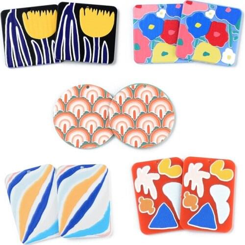50PCS Acetate Relief Van Gogh Abstract Painting Jewelry Accessories Hand Made Earrings Connectors DIY Pendant Components Charms