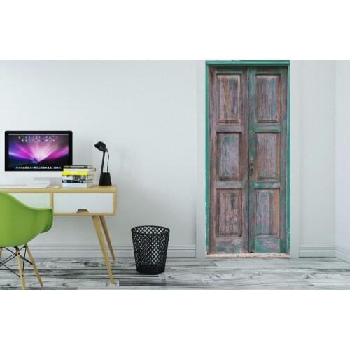 Free Shipping 3D Ancient Wooden Door Mural Wallpaper mural Wall Print Decal Wall Deco Wall Mural Photo self adhesive door wrap