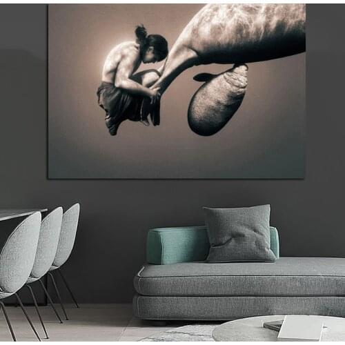 Large Size a Man Embracing Nature Art Canvas Painting Wall Picture For Living Room photo print Home Decor