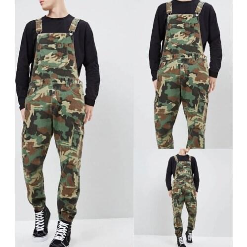 New camouflage strap pants slimmed mens trousers mens belt pants