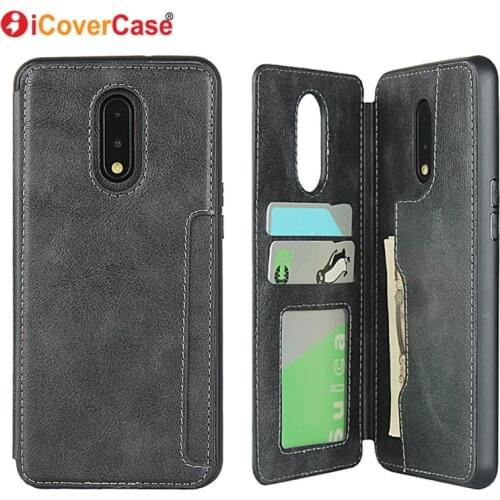 Back card slot case For Oneplus 7 Cases Cover With Lanyard Mobile Phone Accessories Leather Case Stands Function For Oneplus 7