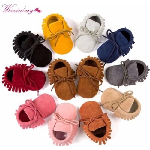 Kids Baby Boy Girl Moccasins Shoes Fringe Soft Soled Non-slip Footwear Newborn Crib Shoes PU Suede Leather First Walkers