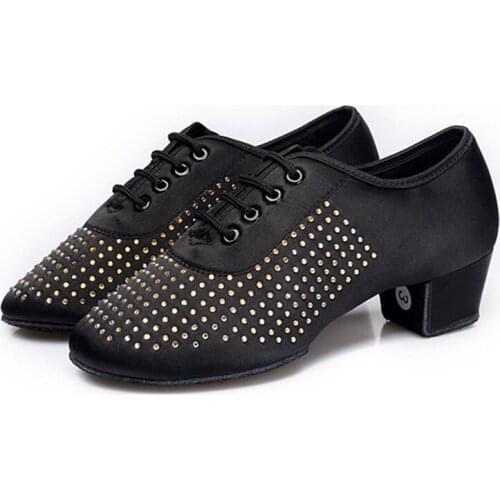 EU26-40 New Style Black Red Gold Silver Black Children Latin Ballroom Dance Shoes Rhinestones BD Latin Shoes Kids Boys Girls