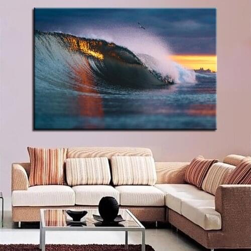 Home Decorative Canvas Painting 1 Pieces HD Prints Sea Waves Wall Art Landscape Modular Pictures Scenery Frame Artwork Poster