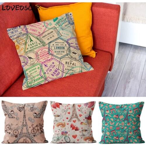 Modern Nordique Eiffel Tower Paris Pink Lovely Flower Elegant Square Pillow Case 50 Home Decoration Office Chair Cushion Cover