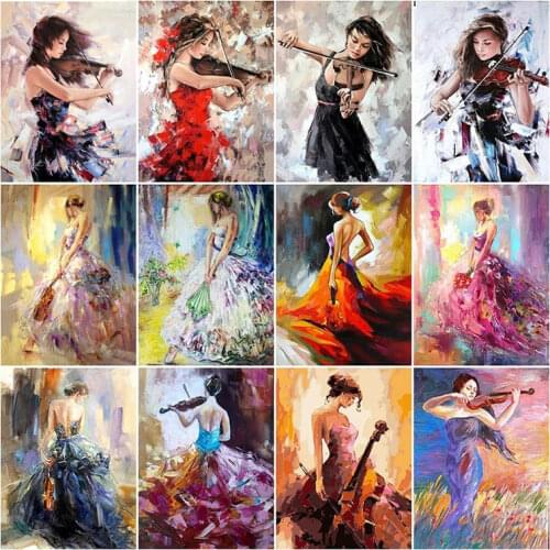 FIYO Full Square/Round Drill 5D DIY Diamond Painting "Portrait Woman And Violin" Girl Embroidery Cross Stitch Home Decor Gift
