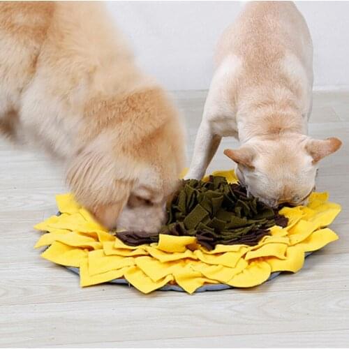 Pet Dog Toy Sniffing Mat Sunflower Shape Find Food Training Blanket Interactive Playing Toys For Dogs Relieve Stress