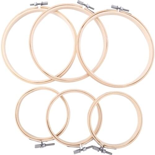 Embroidery Hoops For Cross Stitch (6 Pack) Premium Round Bamboo Hoop Kit Bulk Adjustable Wooden Circle Set 3 Pcs Of 4 Inch & 3 P