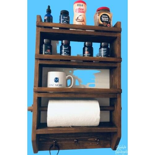 Solid Wood Kitchen Tereği Wall Rack Cabinet Spice Havluluk Kupalık