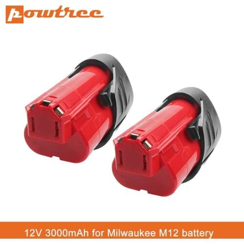 Powtree 12V 3.0Ah Li-ion battery for Milwaukee M12 power tool XC 48-11-2440 48-11-2402 48-11-2411 48-11-2401 C12 B C12B M12 B6