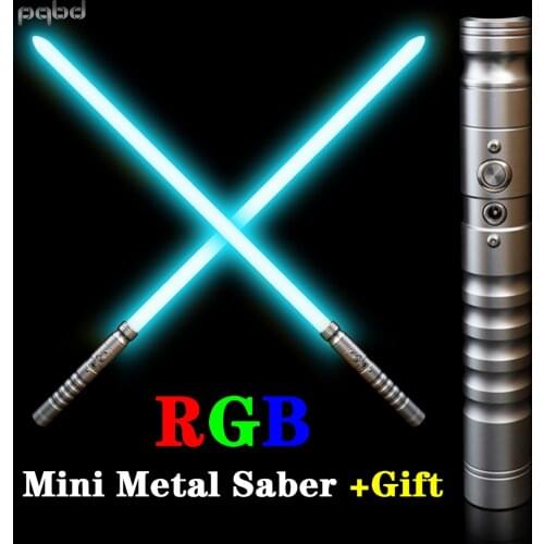 Pqbd Mini Metal Lightsaber RGB Color Changing FX Blaster Laser Sword Heavy Dueling Sound Cosplay Children Tou LED Light Saber