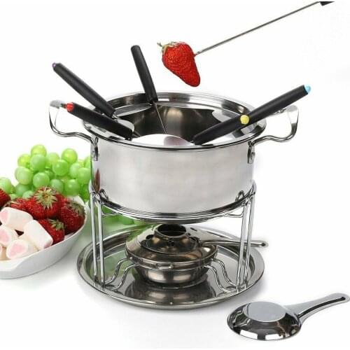 Multifunctional Ice Cream Chocolate Cheese Hot Pot Melting Pot Stainless Steel Fondue Set Kitchen Accessories