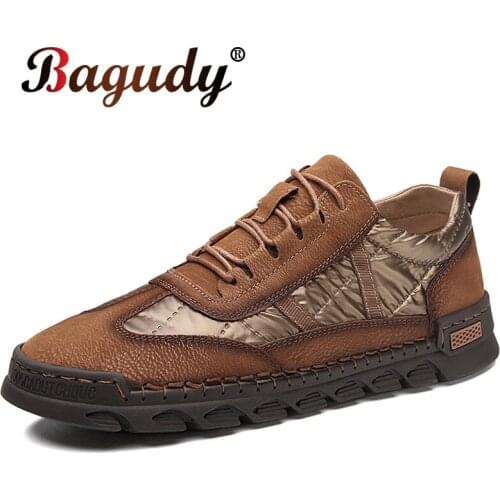 Fashion Lace-Up Men Leather Casual Shoes Autumn Men Flat Oxfords Shoes High Quality Sneakers Mens Outdoor Anti-Slip Drive Shoes