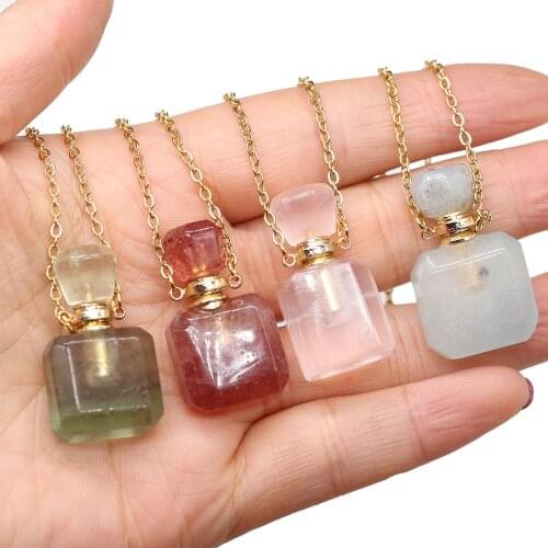 Fashion Necklace Natural Stone Necklace Chain Length 60+5 Cm Perfume Bottle Pendant Glamorous Jewelry Gift for Men Women 20x33mm