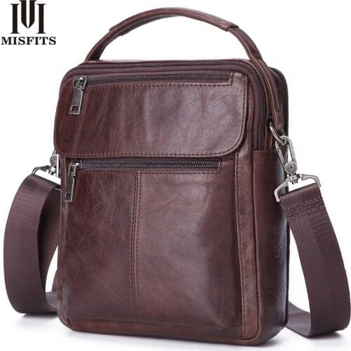 Cow Leather Men Bag Genuine Leather Zipper Business Bag Mens Shoulder Messenger Bag Fashion Casual Outdoor Mobile Phone Bag