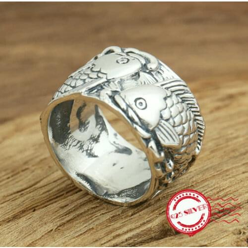 S925 sterling silver mens ring personality fashion retro classic jewelry Pisces 2018 new style gift to send lover