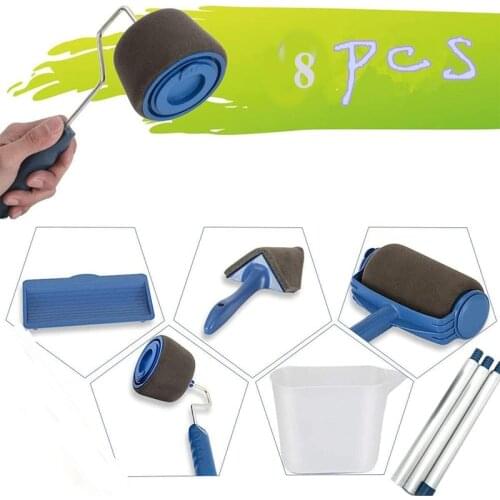 8/5pc Set Multifunctional Wall Decorative Paint Roller Brush Handle Painting Tools DIY Rollers for Wall Decor Kit