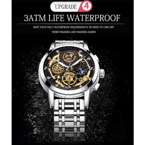 2021 New Fashion Mens Watch Stainless Steel Top Brand Luxury Waterproof Sports Chronograph Quartz Mens Relogio Masculino