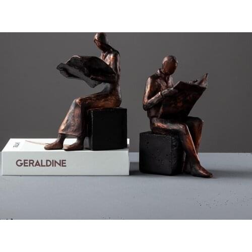 New Creative European-style Reader Figure Ornaments Home Decor Antique Bookend Office Desktop Book Holder Exhibition Hall Book S
