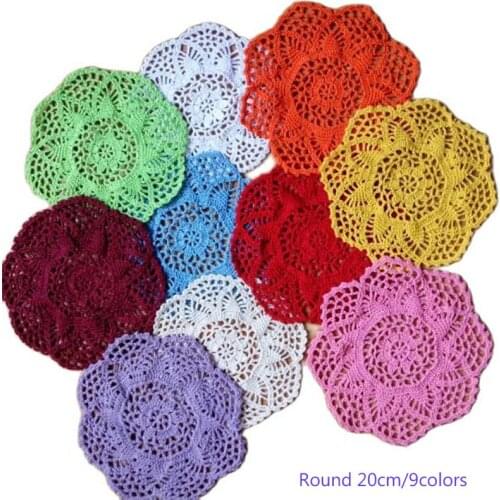 20CM NEW lace cotton table place mat crochet coffee round placemat pad Christmas drink coaster cup mug tea dining doily kitchen