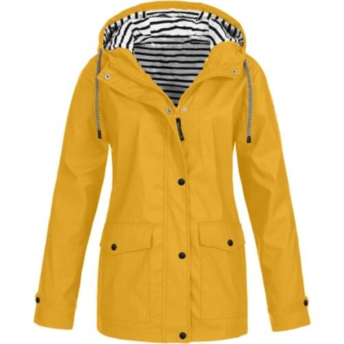 2021 Autumn Women Waterproof Jacket Raincoat Hooded Outwear Loose Coat Female Windbreaker Cardigan Plus Size Outdoor Jacket Coat