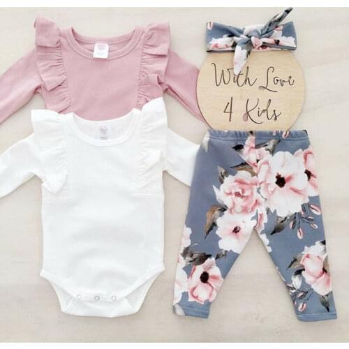 Pudcoco 2020 Cute Newborn Toddler Baby Girls Flower Long Sleeve Top Romper Long Pants Outfits Clothes