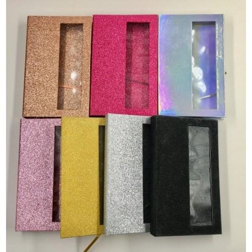 Empty Lash Book with Tray 3pcs/lot Holographic Gold Pink Glitter Custom Eyelashes Packaging