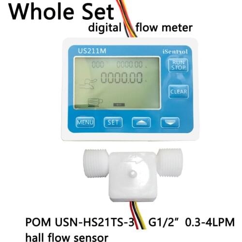 US211M USN-HS21TS-3 0.3-4LPM Flow Meter Totalizer Flow Measurement with Water Flow Sensor G1/2" Turbine flowmeter cheap meter