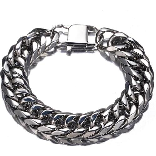11/13/16/19/21mm Heavy Mens Bracelet Curb Cuban Link Silver Color 316L Stainless Steel Wristband Male Jewelry 7-11inch