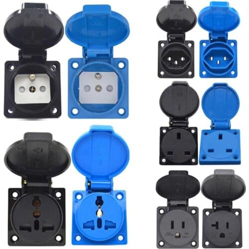 Universal Brazil Swiss AU US UK EU German France Industry AC Power socket Outdoor Waterproof Electric Schuko Outlet Connector
