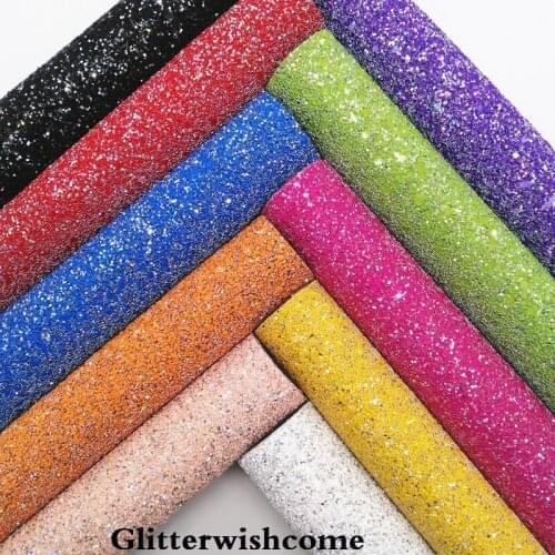 Glitterwishcome 21X29CM A4 Size Vinyl For Bows Iridescent Chunky Glitter Leather fabric Vinyl for Bows, GM3173A