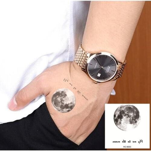 Nu-TATY Waterproof Temporary Tattoo Sticker 8 set Interesting style Popular style English moon planet
