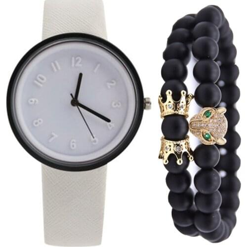 XSVO Mens And Womens Fashion Simple Canvas Quartz Watch + Bracelet Set Fashion Casual High Quality Couple Watches Gift