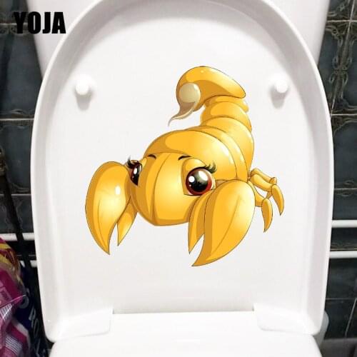 YOJA 22.5×22.7CM Golden Scorpion Funny Cartoon Toilet Sticker WC Accessories Home Wall Decoration T1-2732