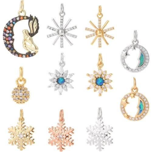 Snowflake Jewelry Charms for Jewelry Making Cute Moon Star Charm Pendant Charms for Earrings Necklace Bracelet Make Gold Copper