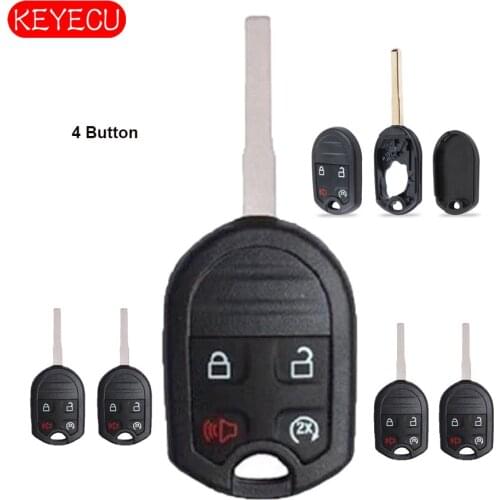 Keyecu 5PCS* Replacement Remote Key Shell Case Fob 4 Button for Ford Fiesta FCC: OUC6000022 HU101