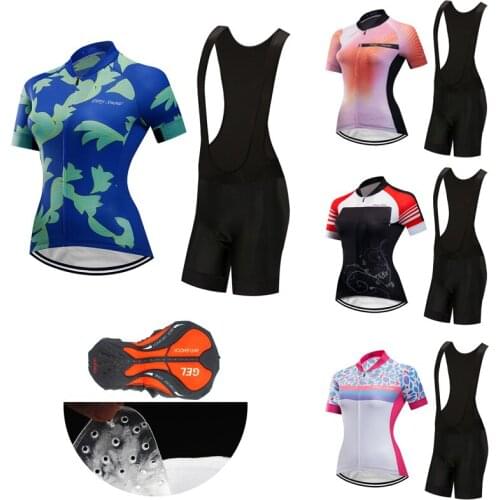 Women Summer Lycra Cycling Clothing BIB Gel Shorts 2021 Fashion Road Bike Jersey Set MTB Suit Female Bicycle Clothes Uniform Kit
