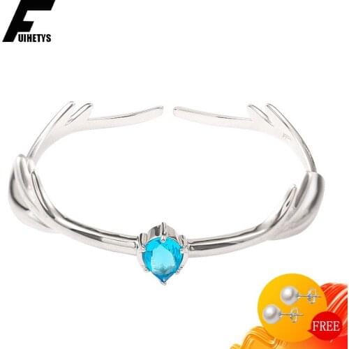 Fashion 925 Silver Jewelry Bracelet Water Drop Shape Sapphire Elk Shape Bracelets Accessories for Women Wedding Engagement Party