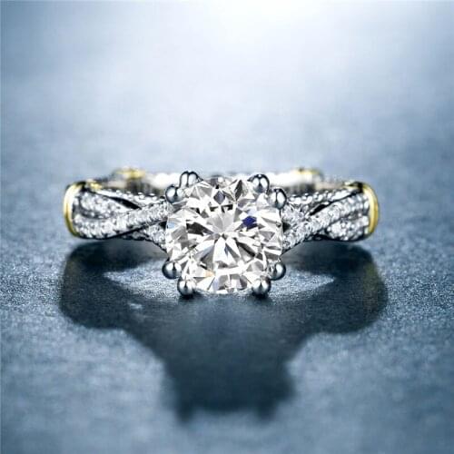 Fashion OL ladies trend ring set with high quality zircon plated white gold color jewelry bride wedding engagement ring