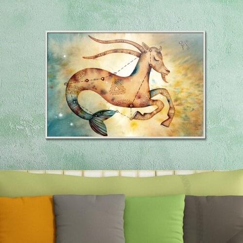 Twelve constellations Cartoon Europe Unframed Frameless Oil Painting Spray Canvas pictures for living room\decoration home